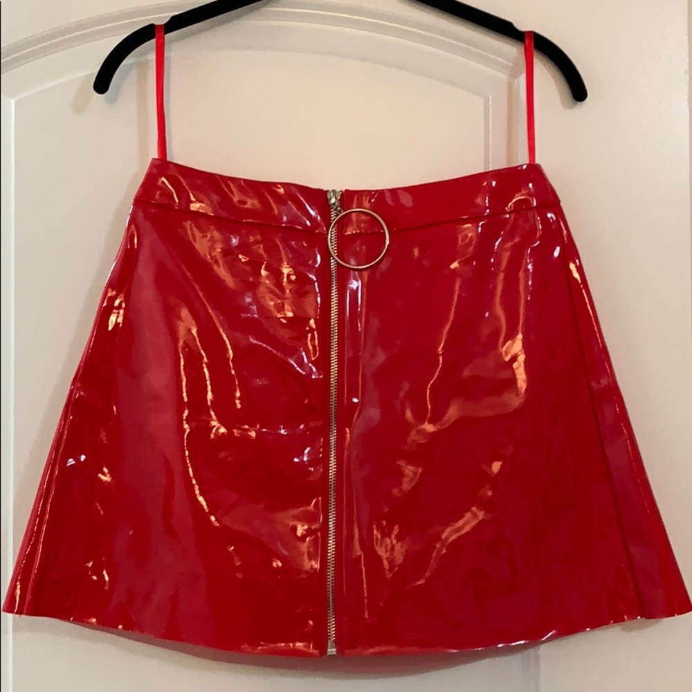 Brand new red vinyl skirt